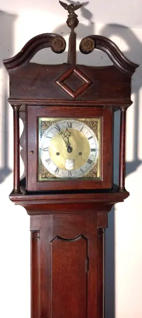 Antique  Slim Oak " Newcastle  "  Longcase / Grandfather Clock
