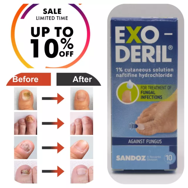 Exoderil 1% 10 ml tratamiento antifúngico de uñas solución de hongos uñas dedos 2