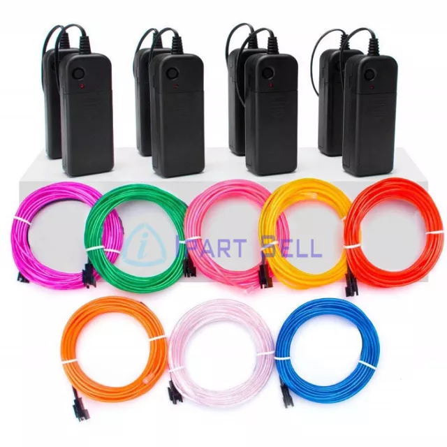 Neon LED Light Glow EL Wire String Strip Rope Tube Car Dance Party + Controller