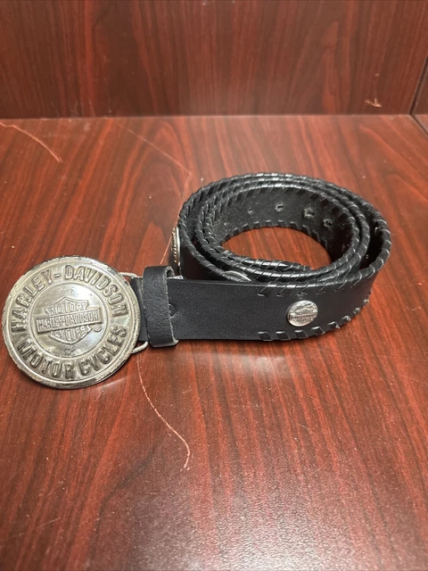 Harley Davidson Buckle Black Leather  Belt  Sz 40  1-1/2 inch wide GUC