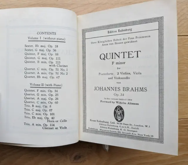 Brahms Chamber Music Vol 2 ( with piano)  leather bound score - Eulenburg.