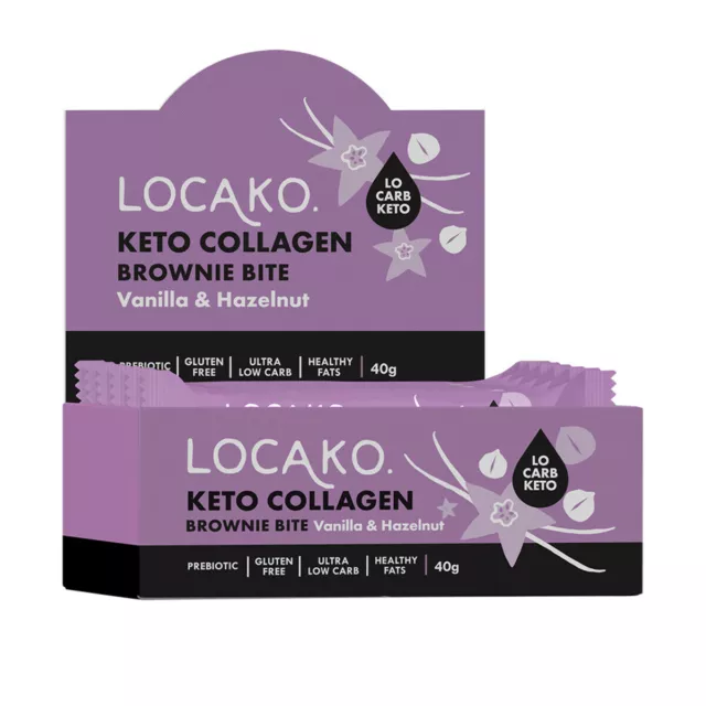 Locako Grass Fed Collagen Brownie Bite Vanilla Hazelnut 40g x 15 (Keto Bars)