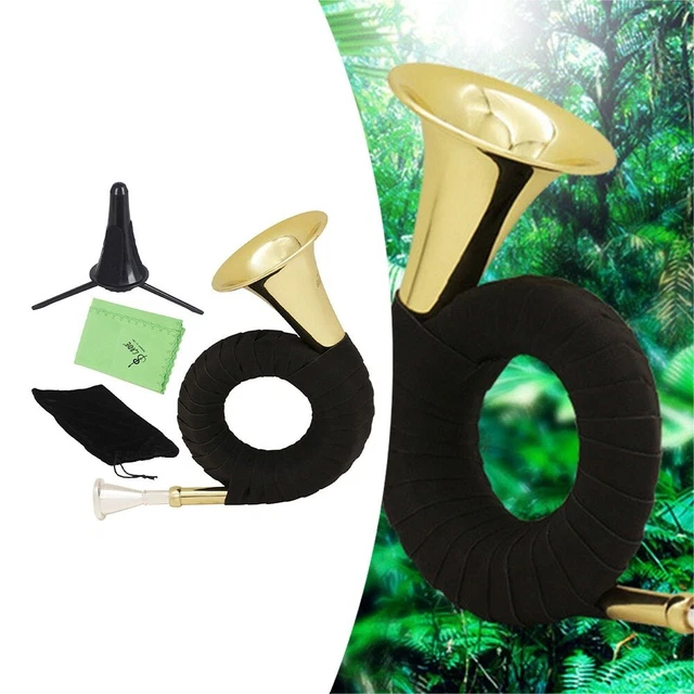 Professional Quality Hunting Horn Bb Brass Instrument with Cleaning Cloth