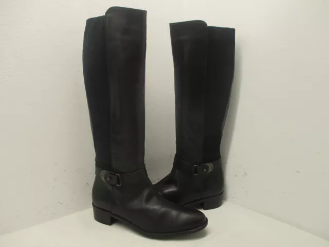 AQUATALIA Italy Black Leather Zip Knee High Riding Boots Womens Size 8.5
