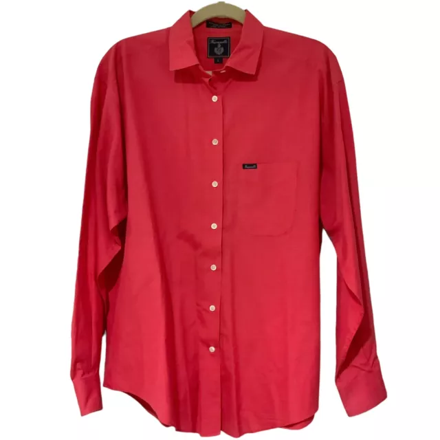 Faconnable Mens Dress Shirt Size Large Red Plaid Button Down Long Sleeve