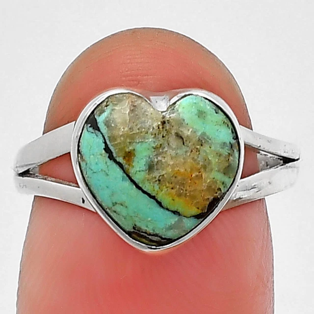 Lucky Charm Tibetan Turquoise 925 Sterling Silver Ring s.7 Jewelry R-1073