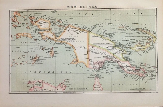 1885 Karte Neu Guinea Papua Kaiser Wilhelms Land Neu Britain Bismarck Archipel