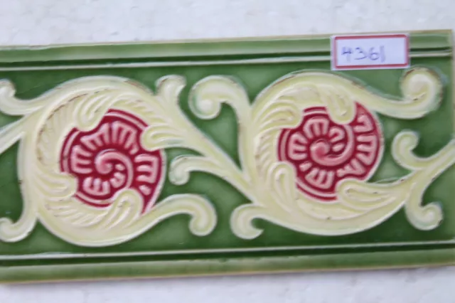 Japan antique art nouveau vintage majolica border tile c1900 Decorative NH4361 5