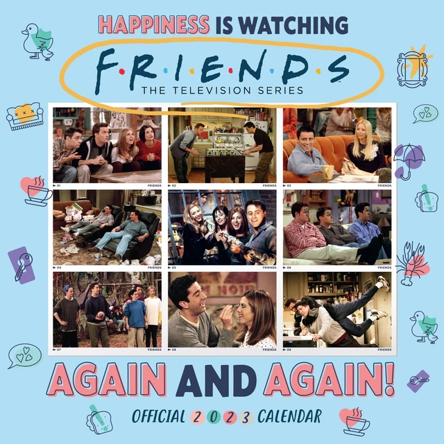 FRIENDS 2023 CALENDAR, Month View Square Wall Calendar, Plastic Free
