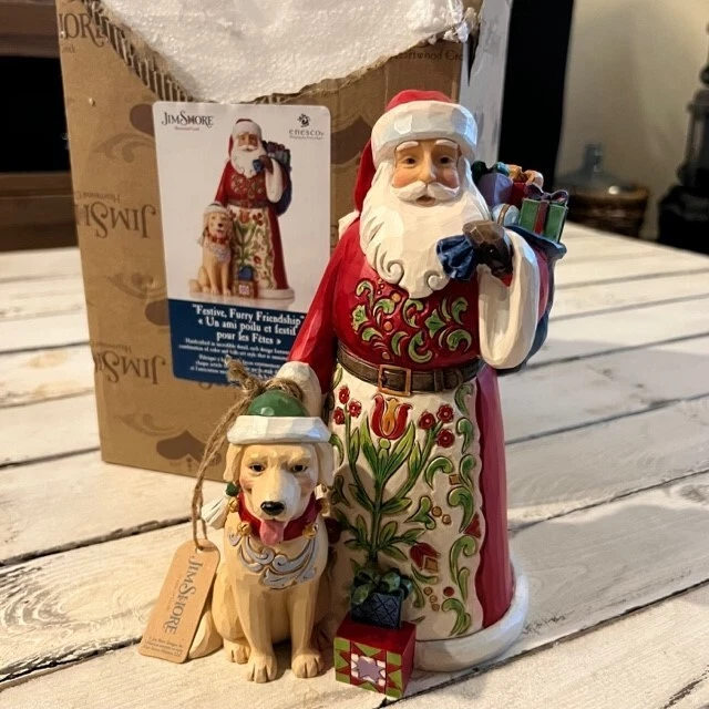 Jim Shore 2020 Festive, Furry & Friendship, Santa with Lab, New in Box Jim Shore 2020 Festive, Furry & Friendship, Santa with Lab, New in Box