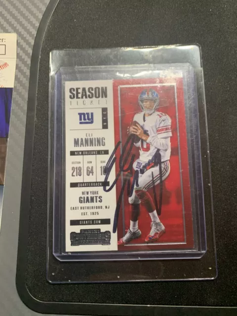 2017 Panini Contenders Eli Manning Season Ticket  Autographed Jsa Sticker