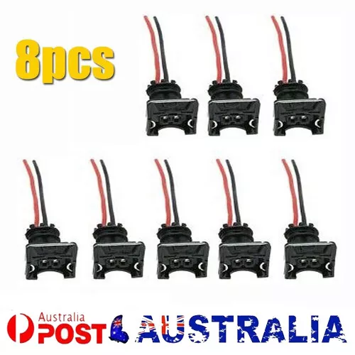 8x EV1 OBD1 Fuel Injector Connector Wiring Plugs Clips Pigtail Cut & Splice AU