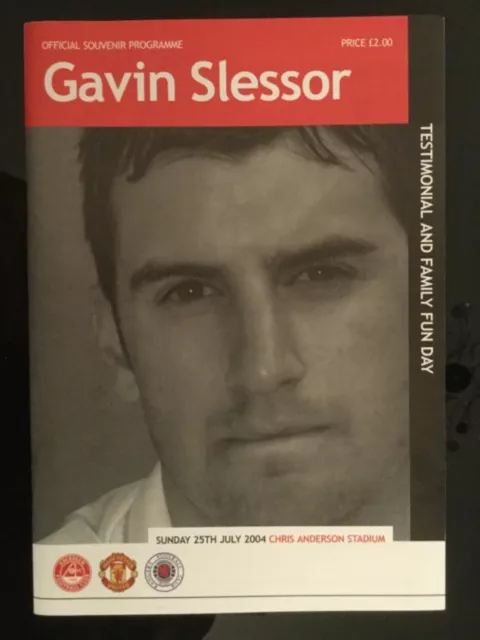 Gavin Slessor Testimonial Programme July 2004 Rangers, Aberdeen, Manchester Utd
