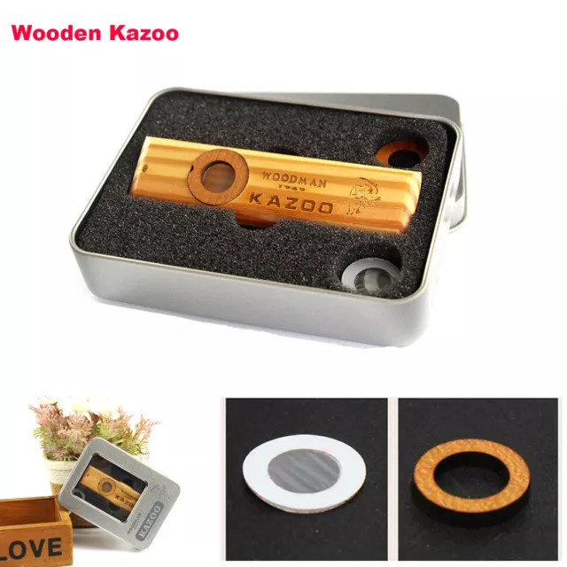 Adeline Wooden Kazoo Instruments Ukulele Guitar Partner Wood Harmonica Box Gift 3