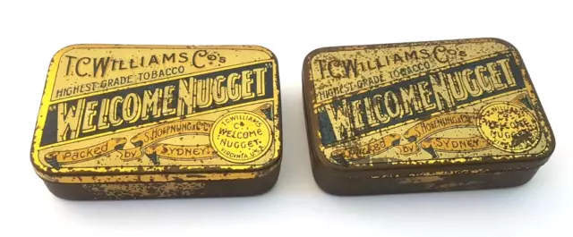 2:  2 x 2oz S Hoffnung Co Ltd Sydney T.C. William Welcome Nugget Tobacco Tins