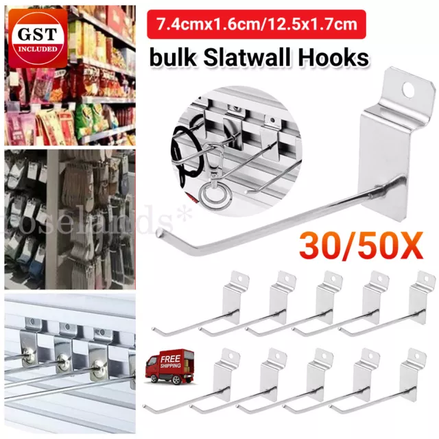 30/50pcs BULK Slatwall Hooks 150mm 100mm Slat Wall Grooved Panel Hook 3.2MM