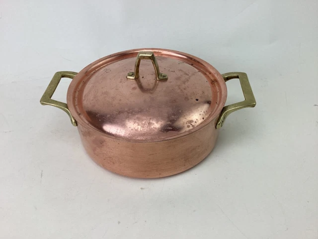Vintage 1 1/2 qt Paul Revere Ware Copper Pot with Lid Casserole Double Handled