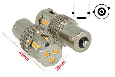 CARALL Lampada Led 3156 T25 P27W W2.5x16d Canbus 12V 25W Reale Arancione Per Frecce Au 