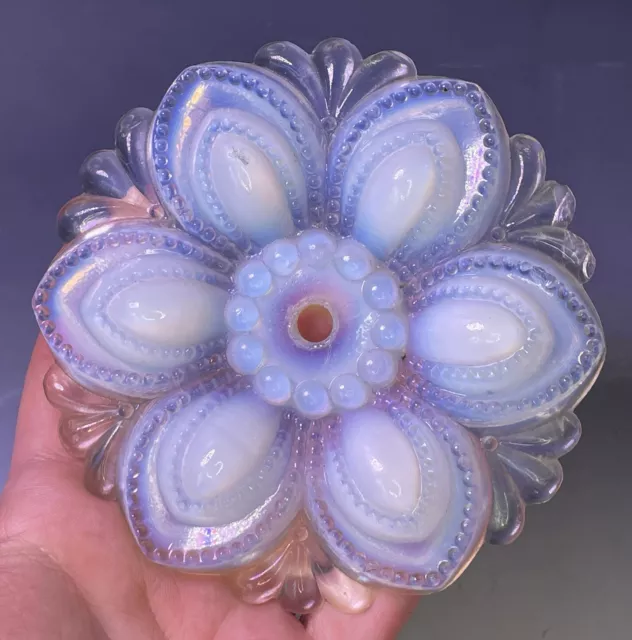 4 1/2" Antique Victorian 19th C Opalescent Glass Curtain Tie Back Flower Nouveau