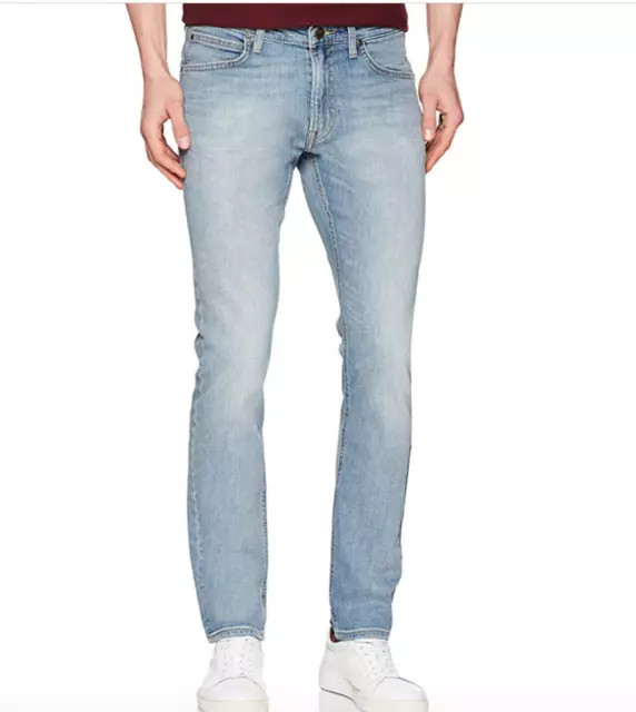 Lee Jeans para hombre Luke Azzurro ajustados elásticos ajuste SEGUNDOS DE FÁBRICA PVP £85 L180