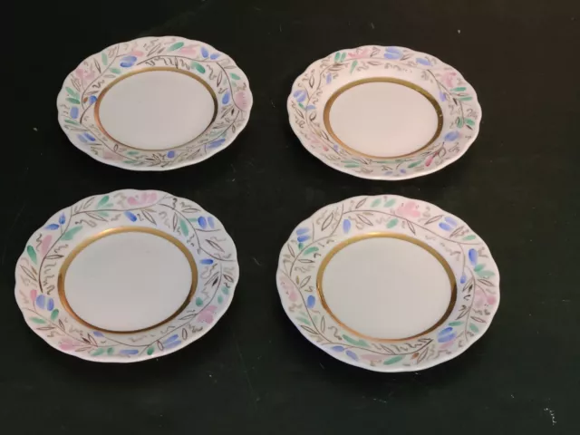 Lot of 4 Imperial Russian Lomonosov  6" Plates Hand Painted