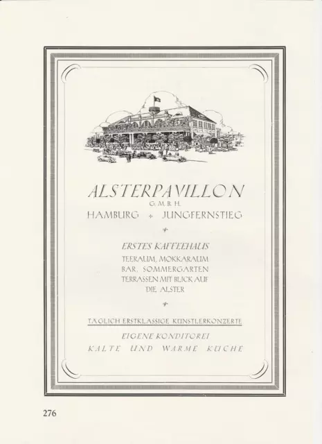 Alsterpavillion - Jungfernsteg - Hamburg Kaffeehaus Reklame von 1926