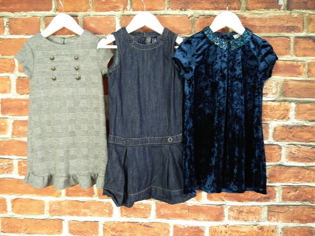 Girls Bundle Aged 4-5 Years Next Gap Part Dresses Denim Checked Sparkly 110Cm