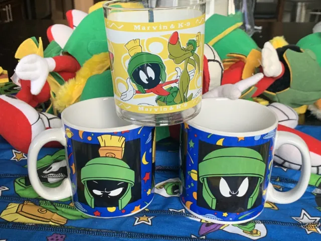 Two Vintage Marvin The Martian Coffee Mugs And Cup 1990’s