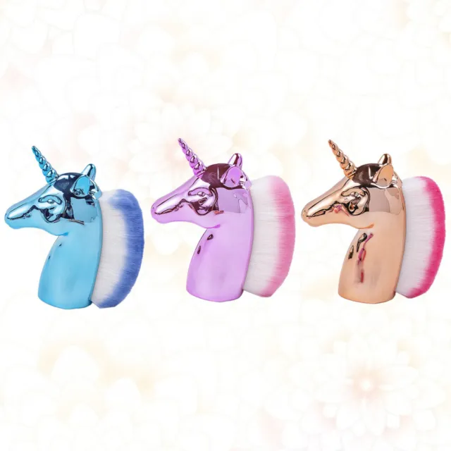 3 piezas cepillo de polvo de uñas limpio cepillo de uñas suave cepillo de forma de unicornio para el