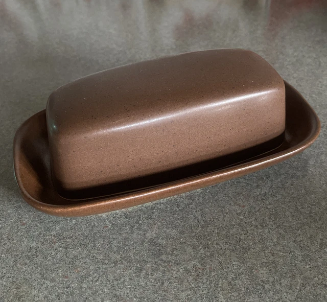PLATO DE MANTEQUILLA LANGLEY Inglaterra con tapa marrón cerámica denby ¡coincide con varios patrones!