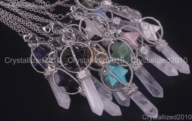 Natural Gemstones Merkaba Pendulum Healing Crystal Pointed Reiki Chakra Pendant