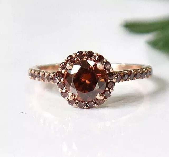 Bague de mariage en chocolat pour femmes, diamant simulé taille ronde 2...