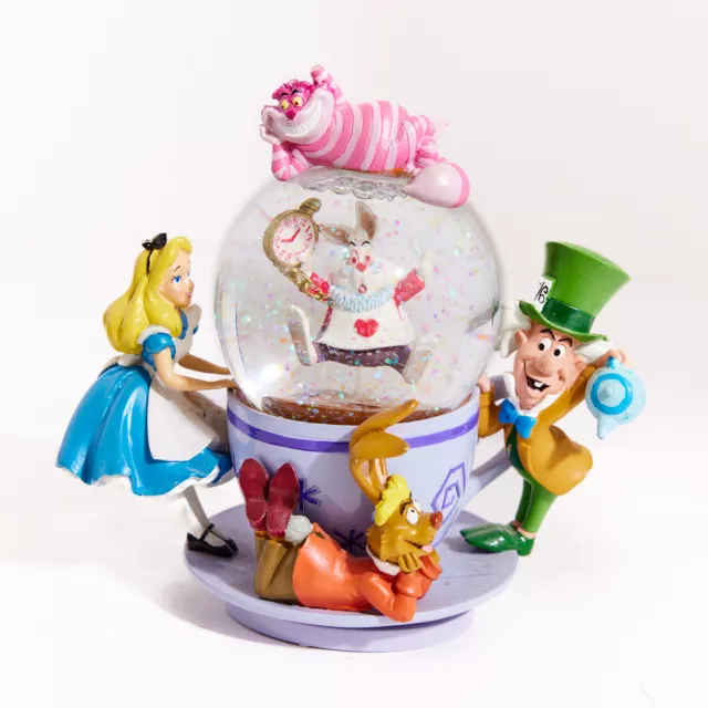 ALICE IN WONDERLAND SNOW GLOBE Disney Parks Spinning Tea Cup RARE USED ALICE IN WONDERLAND SNOW GLOBE Disney Parks Spinning Tea Cup RARE USED