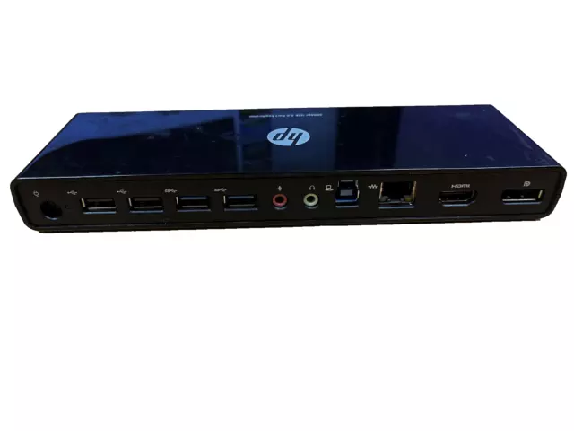 HP 3005pr USB 3.0 Port Replicator Docking Station - USB-A RJ-45 HDMI DP NO PSU