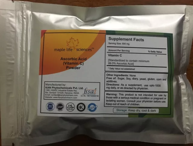 Ascorbic acid Powder Vitamin C Powder USP Pharmaceutical grade NON-GMO