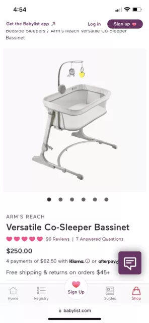 Baby Arm's Reach Versatile Co-Sleeper Bassinet Cradle Music Womb Sounds Mobile