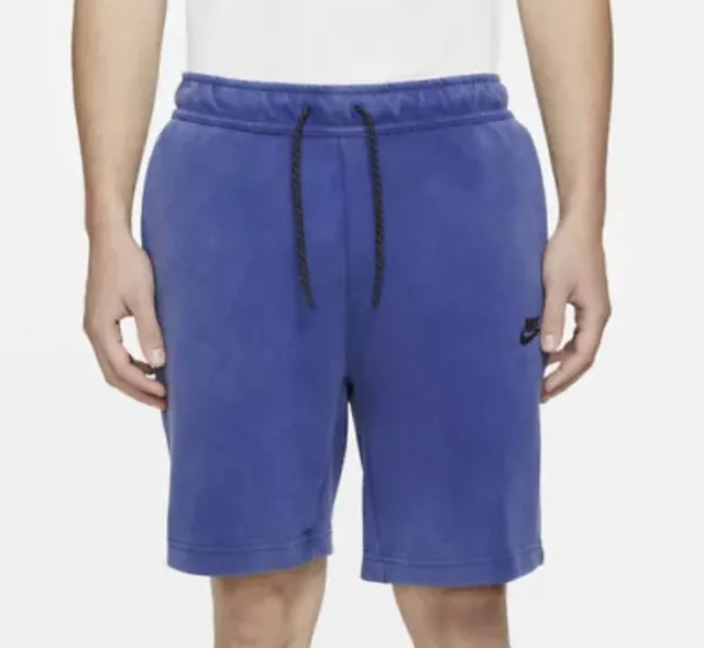 Nike Men's Sportswear Tech Fleece Washed Blue Shorts CZ9912-455 Size Medium Tech