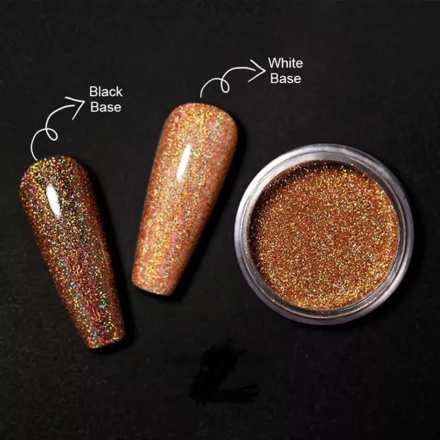 Brown Nail Holographic Glitter Powder Frost Hologram Effect Copper Nude Beige UK