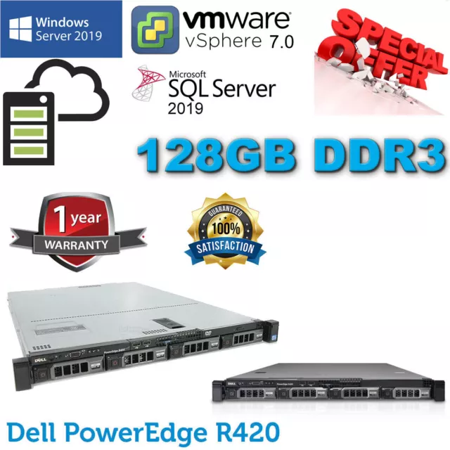 Dell PowerEdge R420 Xeon UPTO 8-CORE E5-2470 64GB 96GB DDR3 H310 1TB SAS HDD 3.5