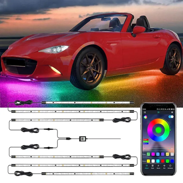 6x illuminazione sottoscocca LED auto RGB neon underglow atmosfera barra luminosa app