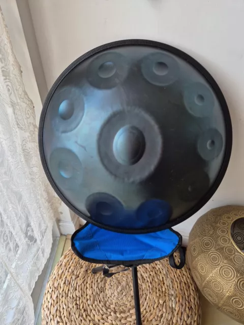 22" 440Hz 10 D Minor Notes Handpan NAVY Hand Drum Handmade Steel With Stand&Bag