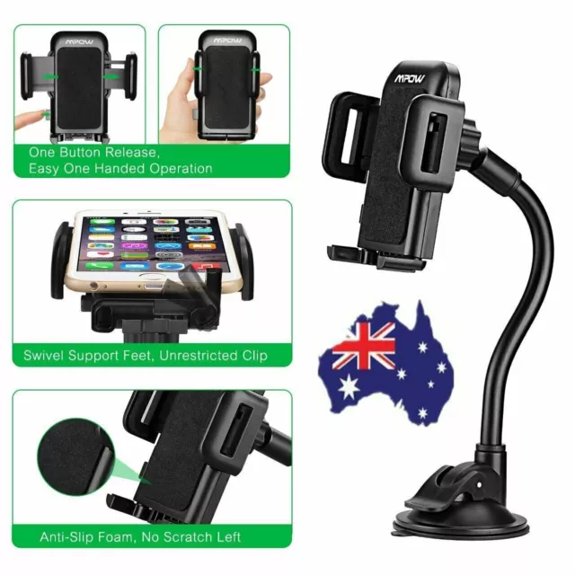 Mpow Universal 360° Car Windshield Mount Cradle Holder Stand GPS for Cell Phone