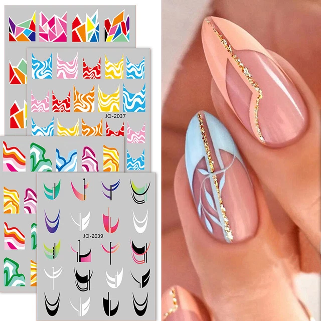 Art Ongle Autocollant Décalques Transferts Ondulées Spirale Abstrait Lign ,