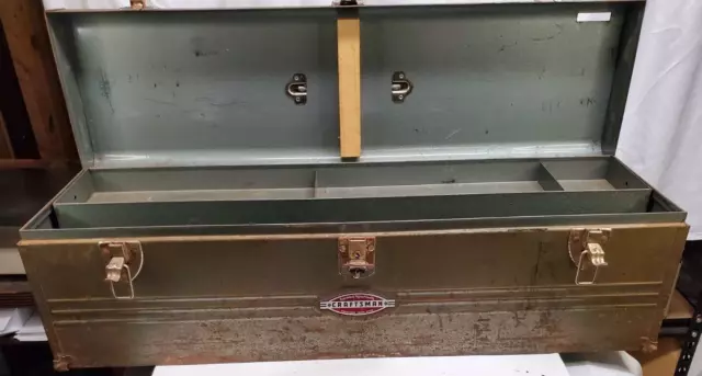 Vintage -Craftsman 30" -Carpenter's Metal Tool Box  W/Tray, Side Handles - READ