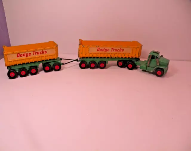 Vintage Matchbox Lesney K-16 King Size Dodge Tractor & Double Tipper Trailers