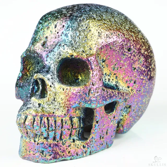 5.0" Aura Titanium Stone Hand Carved Crystal Skull, Realistic, Crystal Healing