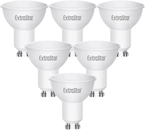 EXTRASTAR GU10 LED Light Bulbs 5W, 35W Equivalent, 400LM, Cool 6500k 6pcs