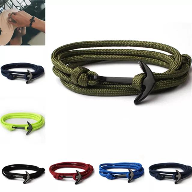 Fashion Mens Boys Multilayer Nylon Anchor Handmade Rope Wristband Bracelets Gift