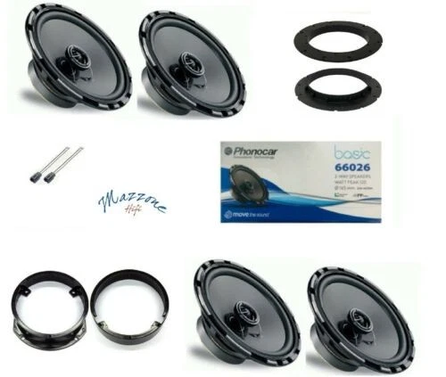 Kit 4 Haut-parleurs Phonocar 16,5cm Coaxial - Pour Peugeot/Citroën (C1, 107, 308...), 60W RMS, Neuf