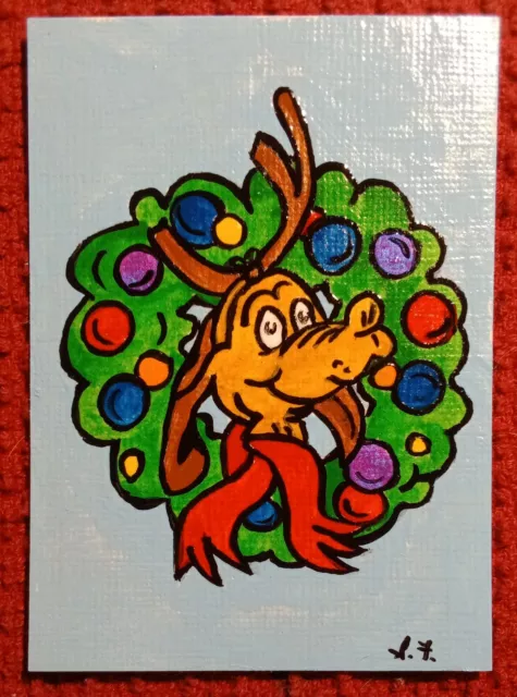 ORIGINAL PAINTING THE Grinch Christmas Thayer Art OOAK Canvas NOT